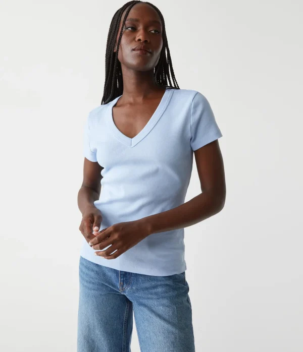 Michael Stars Nikki V-Neck Tee- T-Shirts | 1x1 Cotton T-Shirts