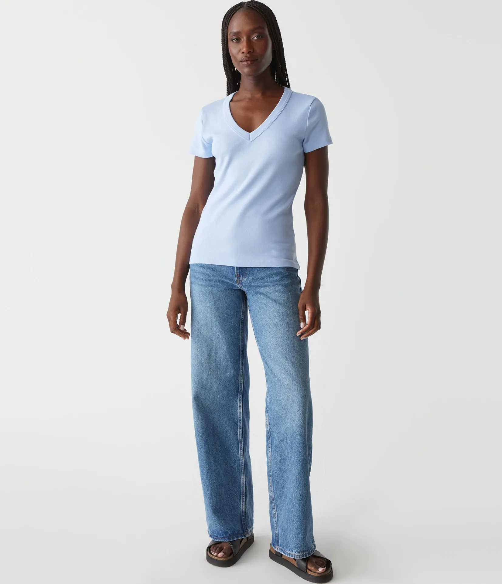 nikki_vneck_tee_60.webp Michael Stars Nikki V-Neck Tee- T-Shirts | 1x1 Cotton T-Shirts