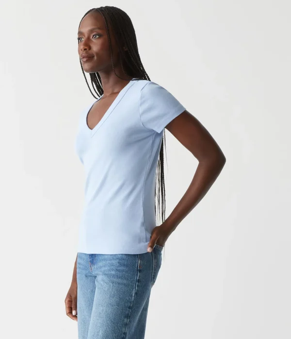 Michael Stars Nikki V-Neck Tee- T-Shirts | 1x1 Cotton T-Shirts