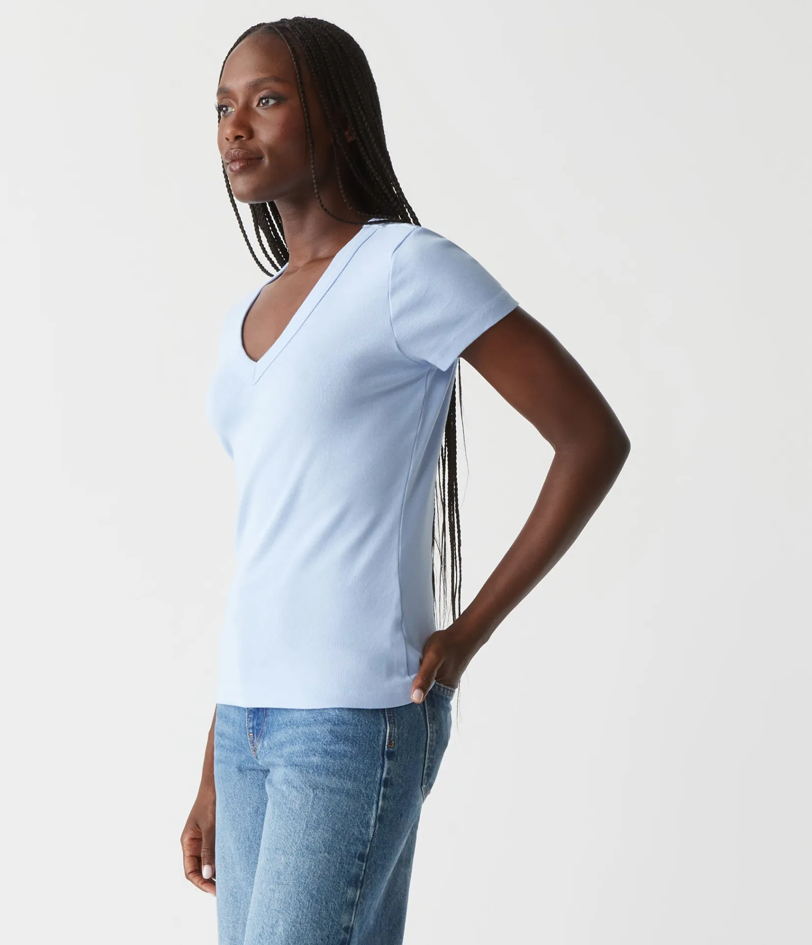 nikki_vneck_tee_61.webp Michael Stars Nikki V-Neck Tee- T-Shirts | 1x1 Cotton T-Shirts