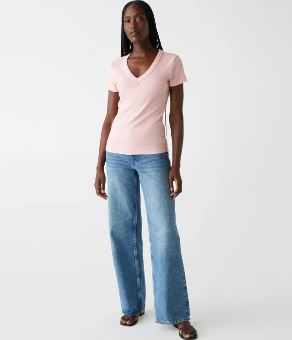 Michael Stars Nikki V-Neck Tee- T-Shirts | 1x1 Cotton T-Shirts