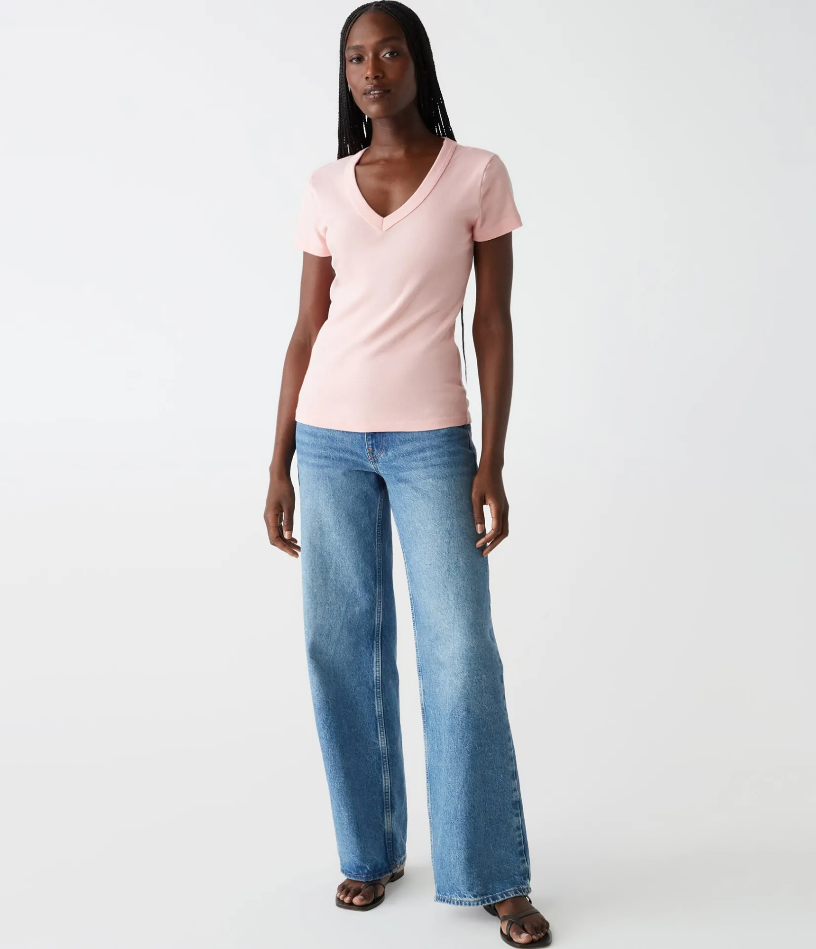 nikki_vneck_tee_68.webp Michael Stars Nikki V-Neck Tee- T-Shirts | 1x1 Cotton T-Shirts