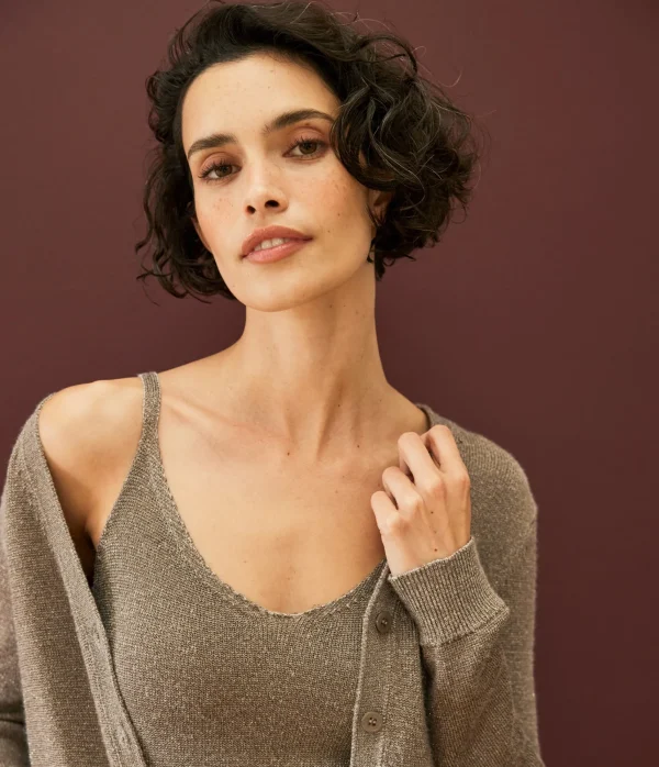 Michael Stars Nomi Metallic Sweater Camisole- Sweaters & Cardigans