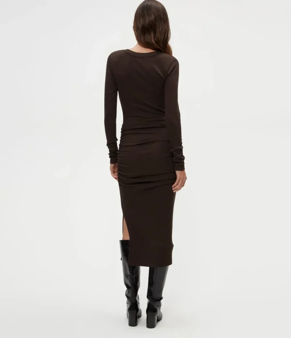 Michael Stars Nova Ribbed V-Neck Dress- Dresses | Knee Length Dresses