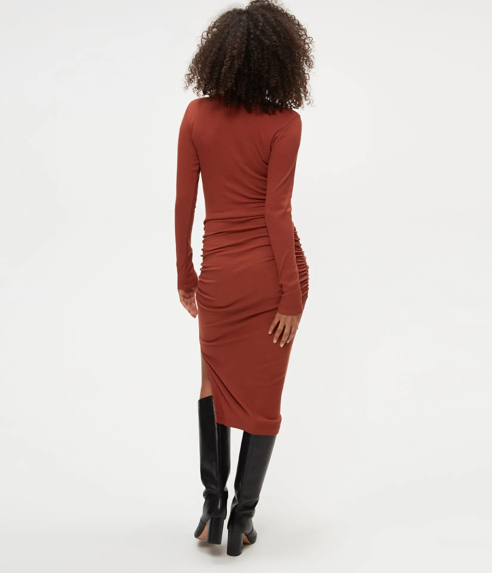 nova_ribbed_vneck_dress_15.webp Michael Stars Nova Ribbed V-Neck Dress- Dresses | Knee Length Dresses