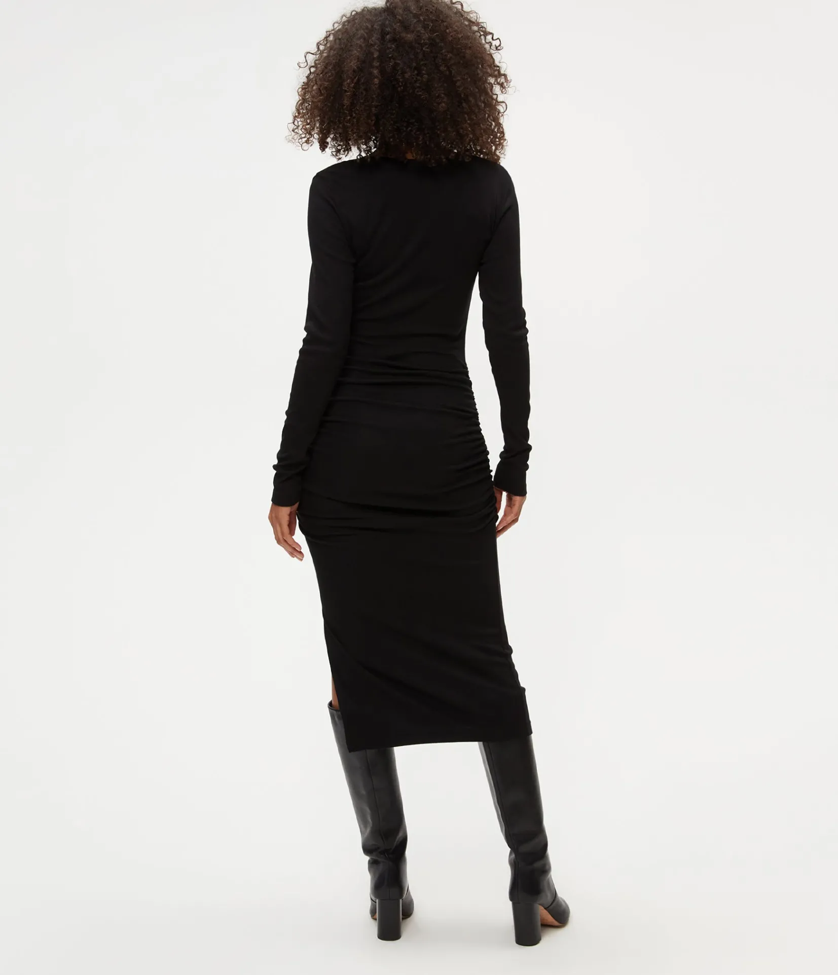 nova_ribbed_vneck_dress_7.webp Michael Stars Nova Ribbed V-Neck Dress- Dresses | Knee Length Dresses