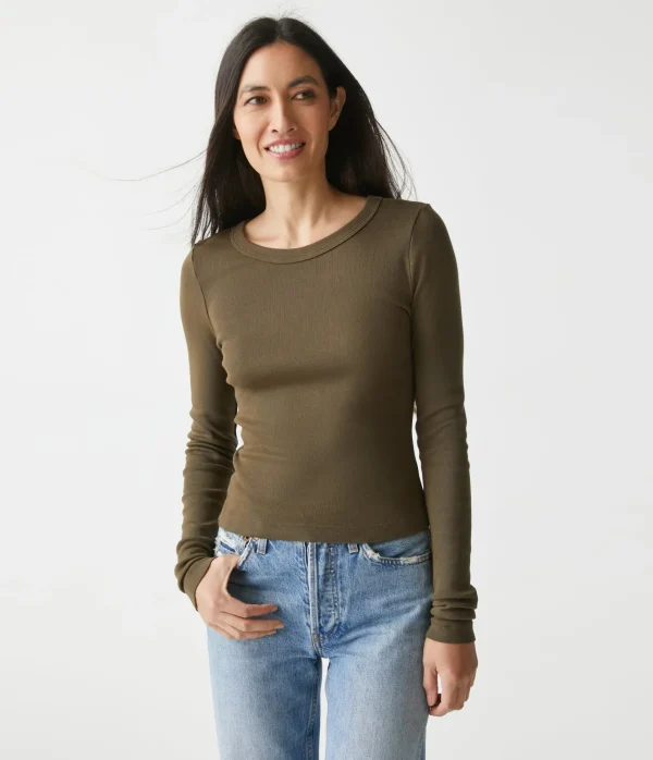 Michael Stars Orion Cropped Tee- T-Shirts | 1x1 Cotton T-Shirts