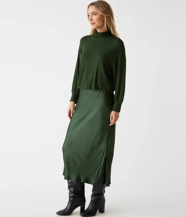Michael Stars Padma Mixed Fabric Dress- Dresses | Midi Dresses