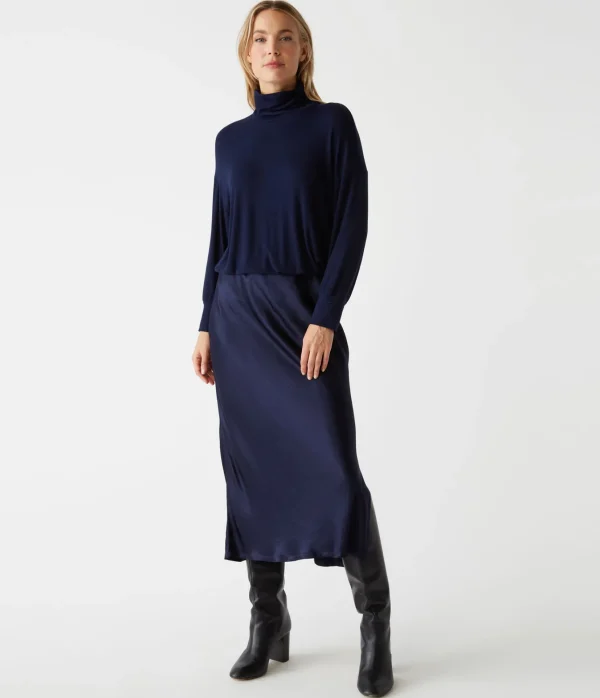 Michael Stars Padma Mixed Fabric Dress- Dresses | Midi Dresses