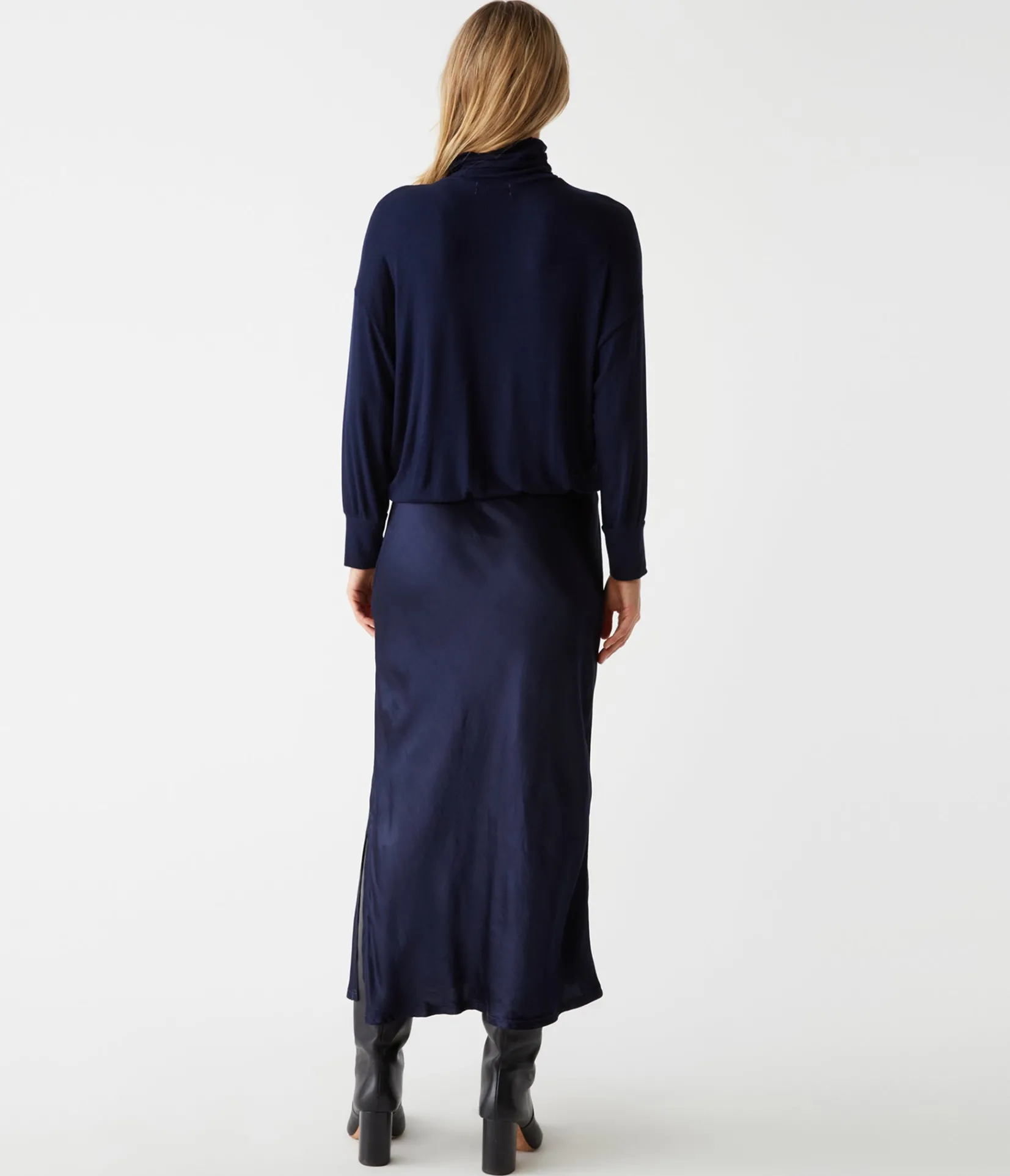 padma_mixed_fabric_dress_15.webp Michael Stars Padma Mixed Fabric Dress- Dresses | Midi Dresses