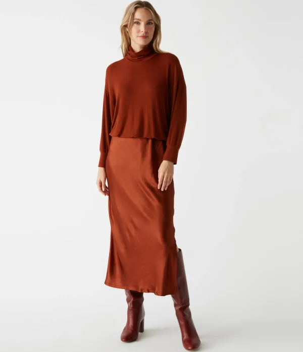 Michael Stars Padma Mixed Fabric Dress- Dresses | Midi Dresses