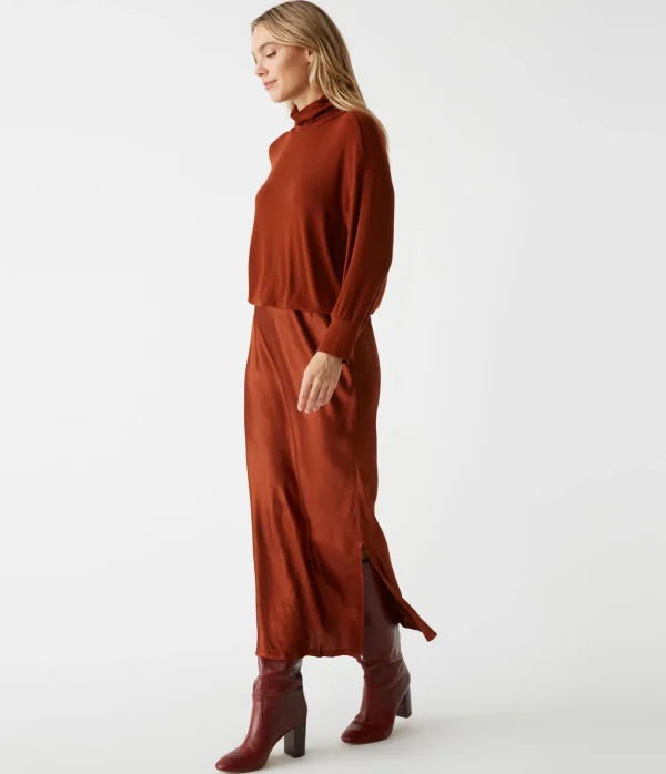 Michael Stars Padma Mixed Fabric Dress- Dresses | Midi Dresses