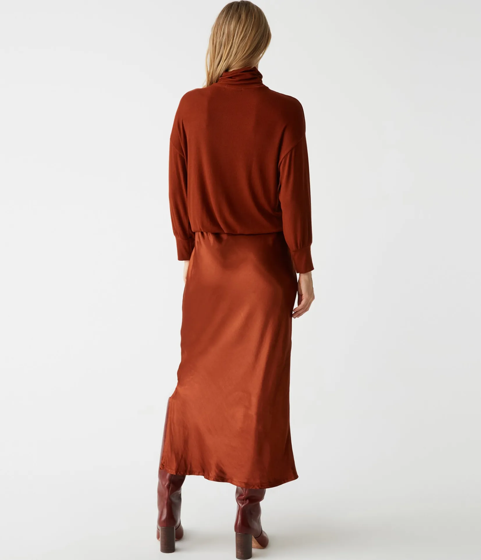padma_mixed_fabric_dress_7.webp Michael Stars Padma Mixed Fabric Dress- Dresses | Midi Dresses