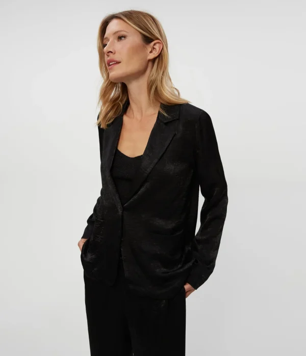 Michael Stars Paula Hammered Satin Blazer- Blazers, Jackets & Outerwear