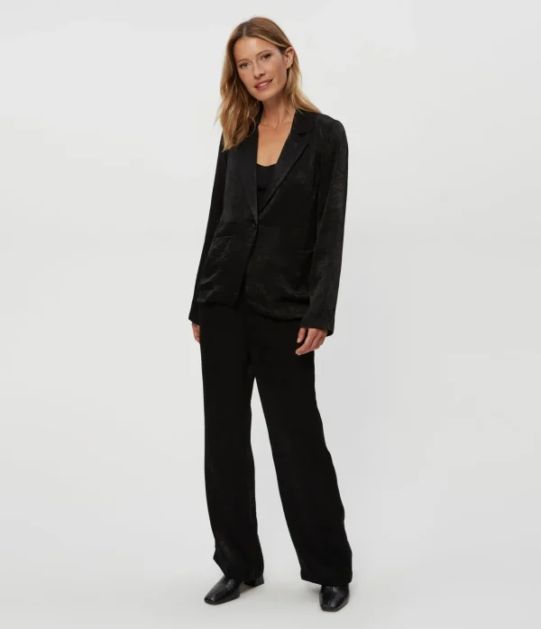 Michael Stars Paula Hammered Satin Blazer- Blazers, Jackets & Outerwear