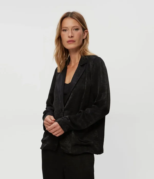 Michael Stars Paula Hammered Satin Blazer- Blazers, Jackets & Outerwear