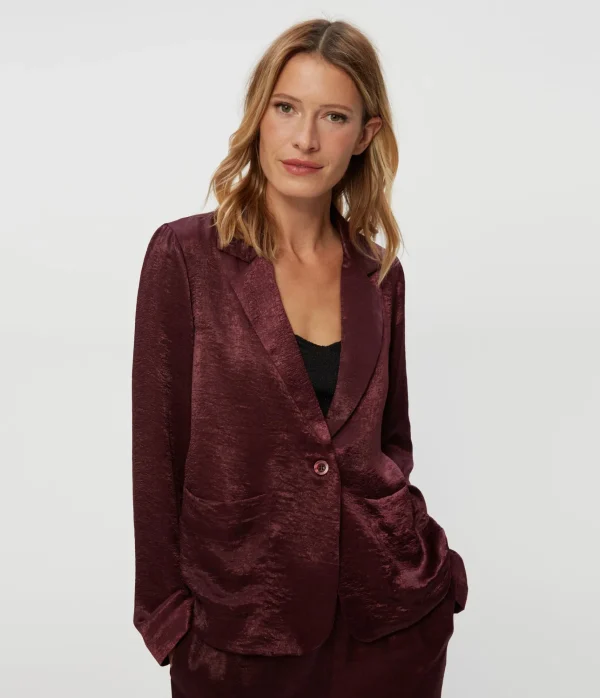 Michael Stars Paula Hammered Satin Blazer- Blazers, Jackets & Outerwear