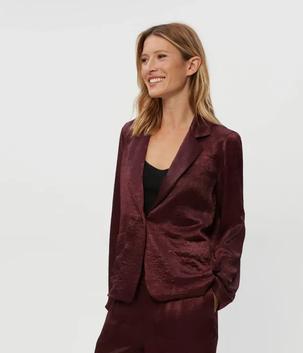 Michael Stars Paula Hammered Satin Blazer- Blazers, Jackets & Outerwear