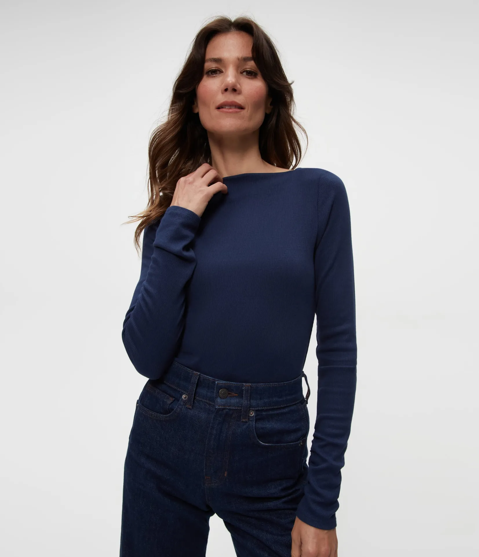 petite_clarke_ruched_tee_0.webp Michael Stars Petite Clarke Ruched Tee- T-Shirts | Ultra Rib T-Shirts