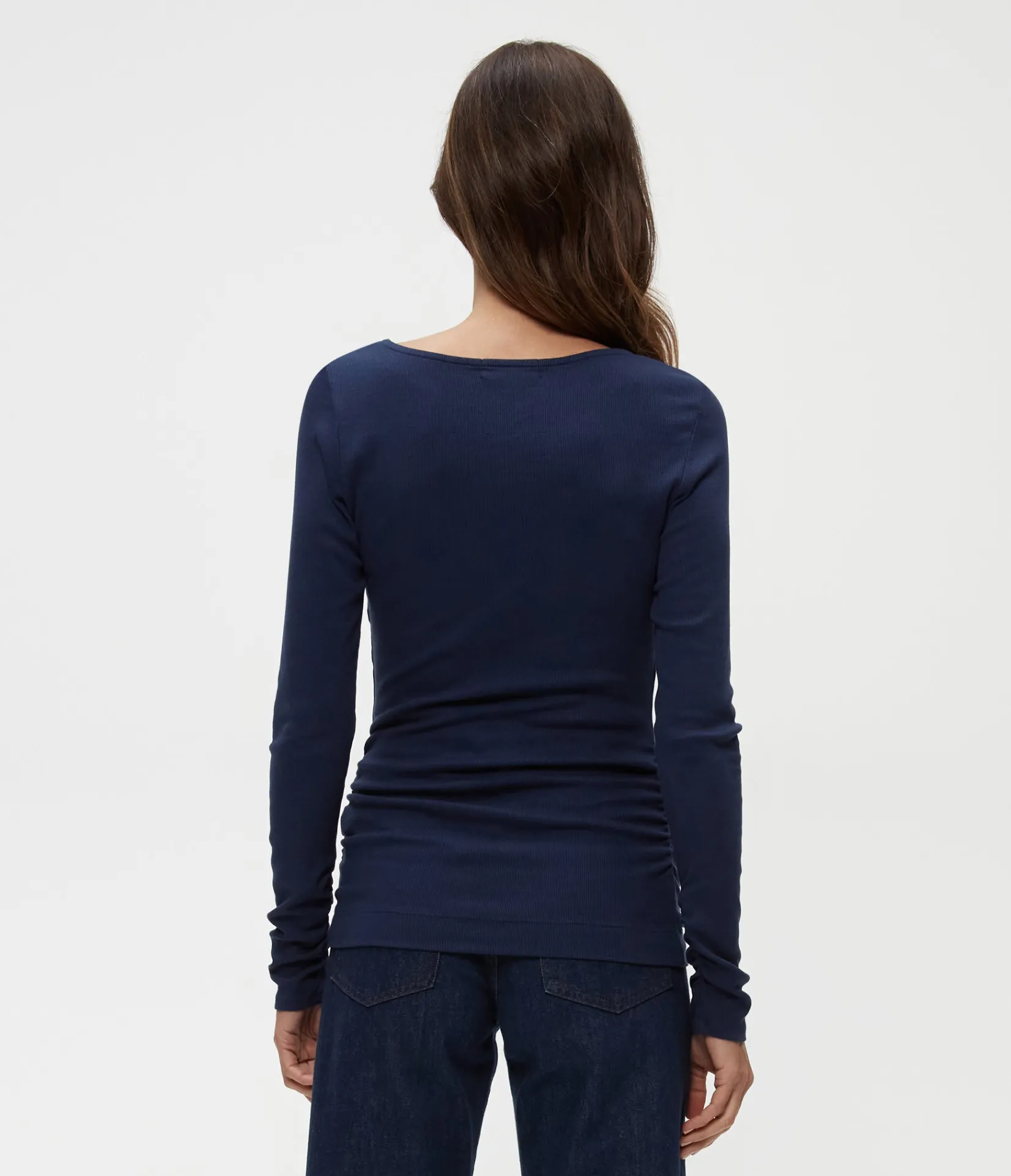petite_clarke_ruched_tee_3.webp Michael Stars Petite Clarke Ruched Tee- T-Shirts | Ultra Rib T-Shirts