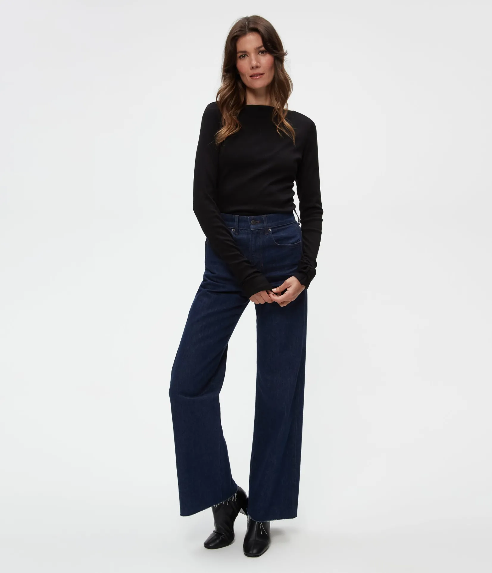 petite_clarke_ruched_tee_5.webp Michael Stars Petite Clarke Ruched Tee- T-Shirts | Ultra Rib T-Shirts
