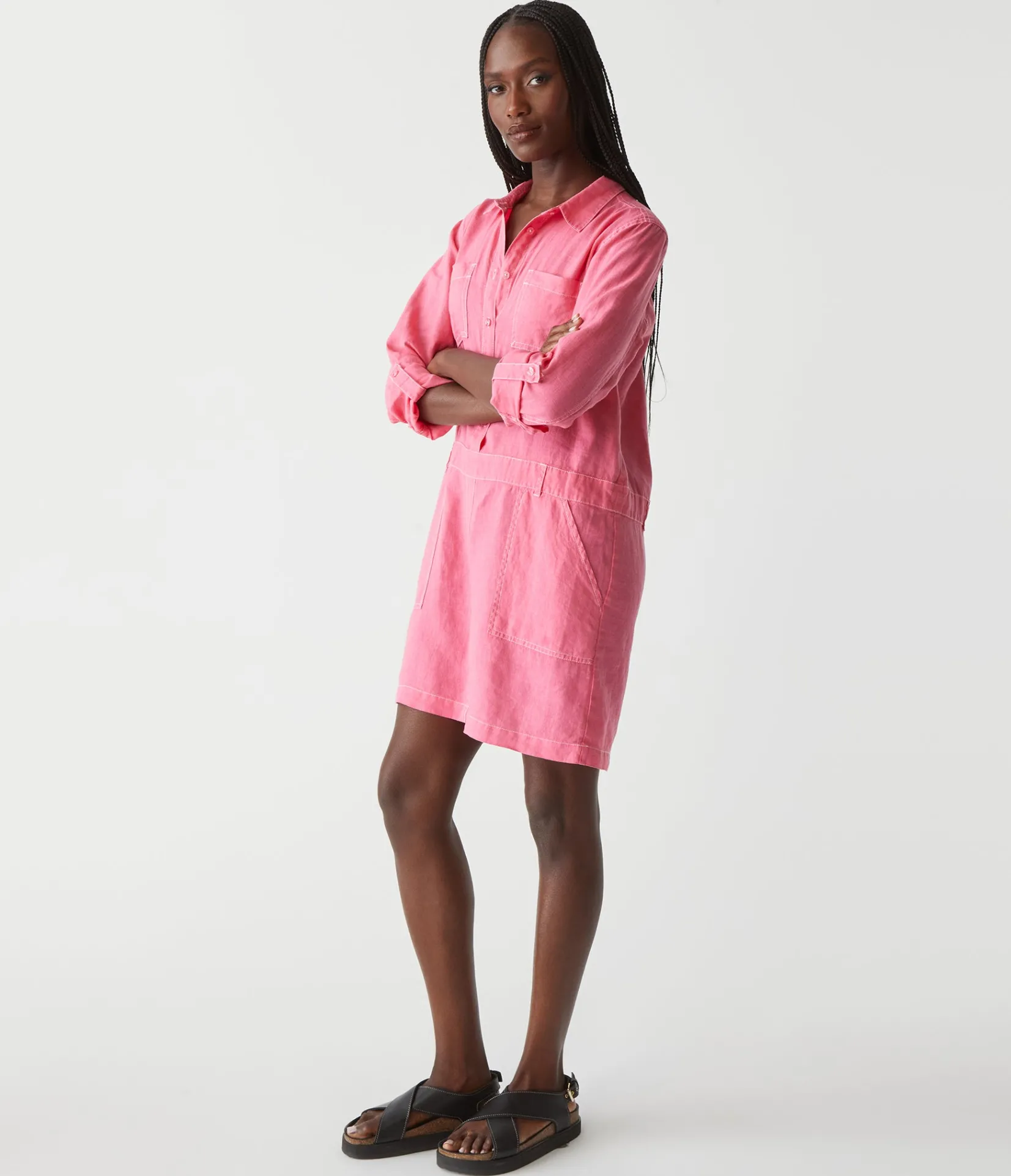 pilar_linen_shirt_dress_10.webp Michael Stars Pilar Linen Shirt Dress- Dresses | Mini Dresses