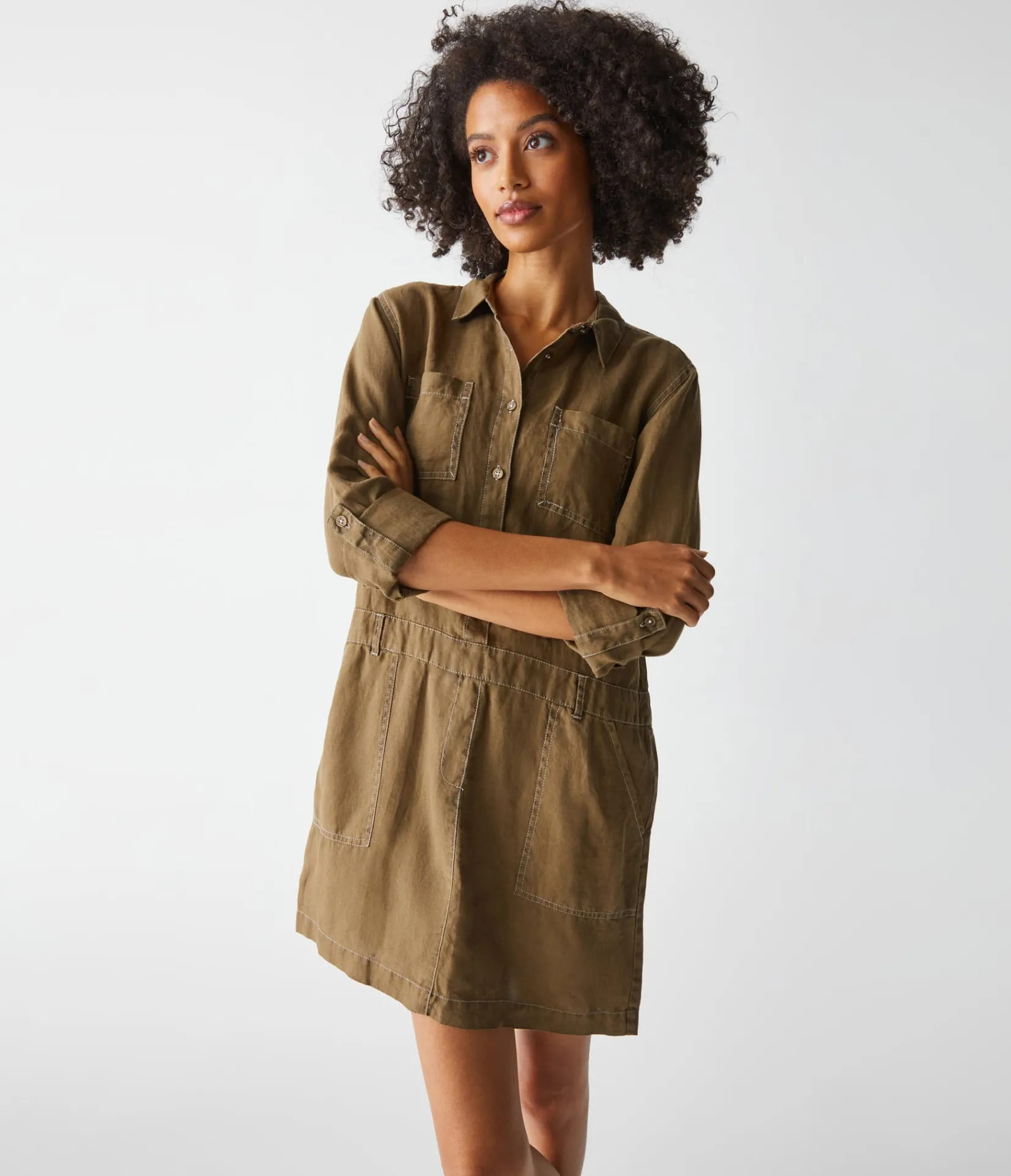 pilar_linen_shirt_dress_12.webp Michael Stars Pilar Linen Shirt Dress- Dresses | Mini Dresses