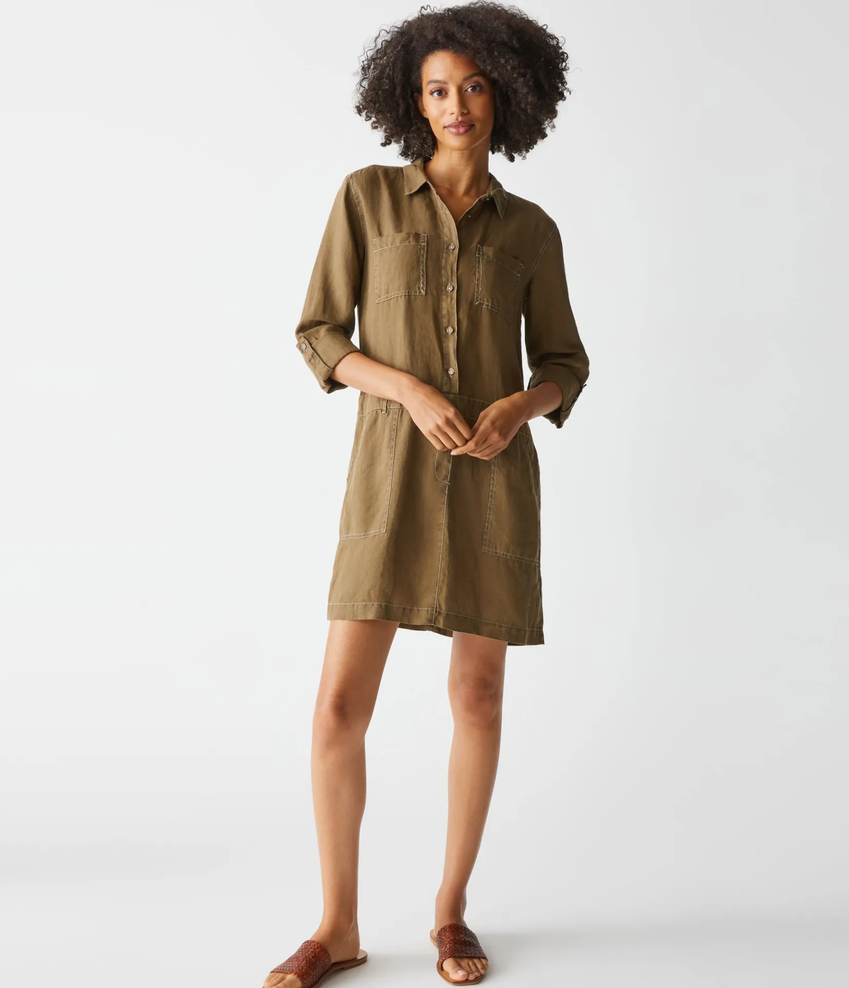 pilar_linen_shirt_dress_13.webp Michael Stars Pilar Linen Shirt Dress- Dresses | Mini Dresses