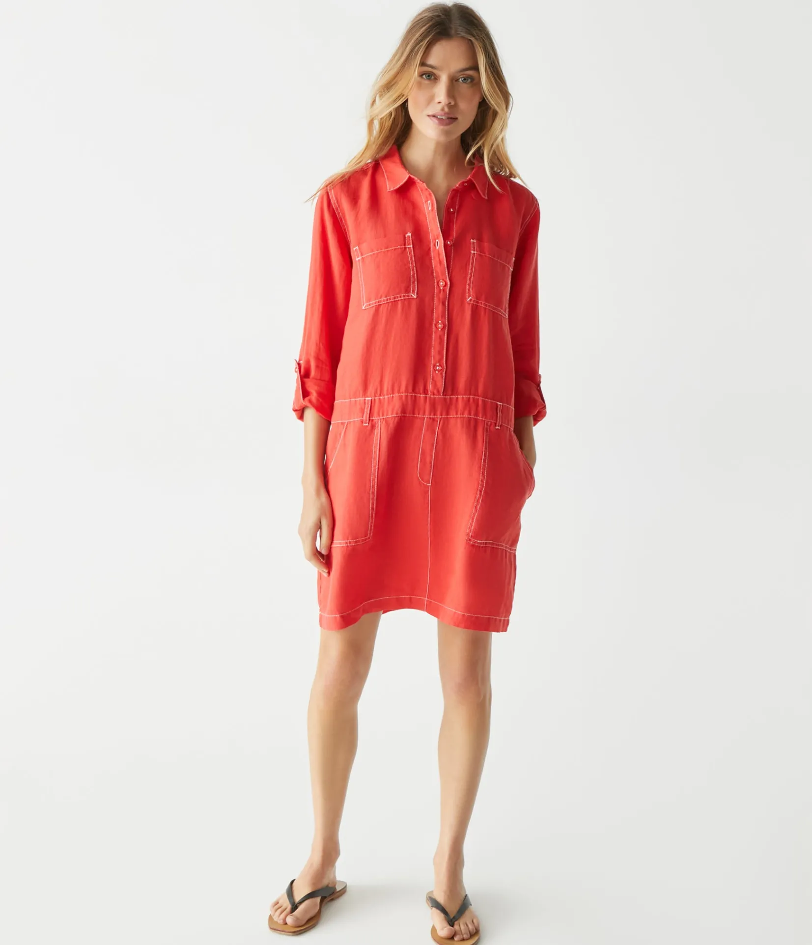 pilar_linen_shirt_dress_17.webp Michael Stars Pilar Linen Shirt Dress- Dresses | Mini Dresses