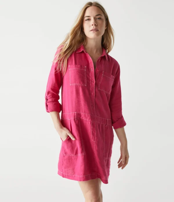 Michael Stars Pilar Linen Shirt Dress- Dresses | Mini Dresses