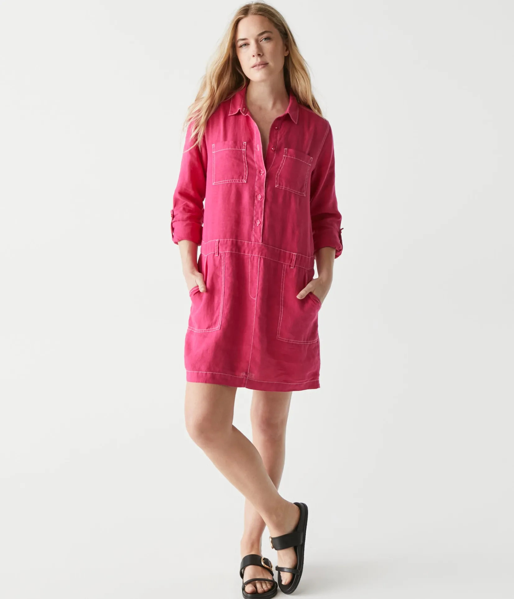 pilar_linen_shirt_dress_21.webp Michael Stars Pilar Linen Shirt Dress- Dresses | Mini Dresses