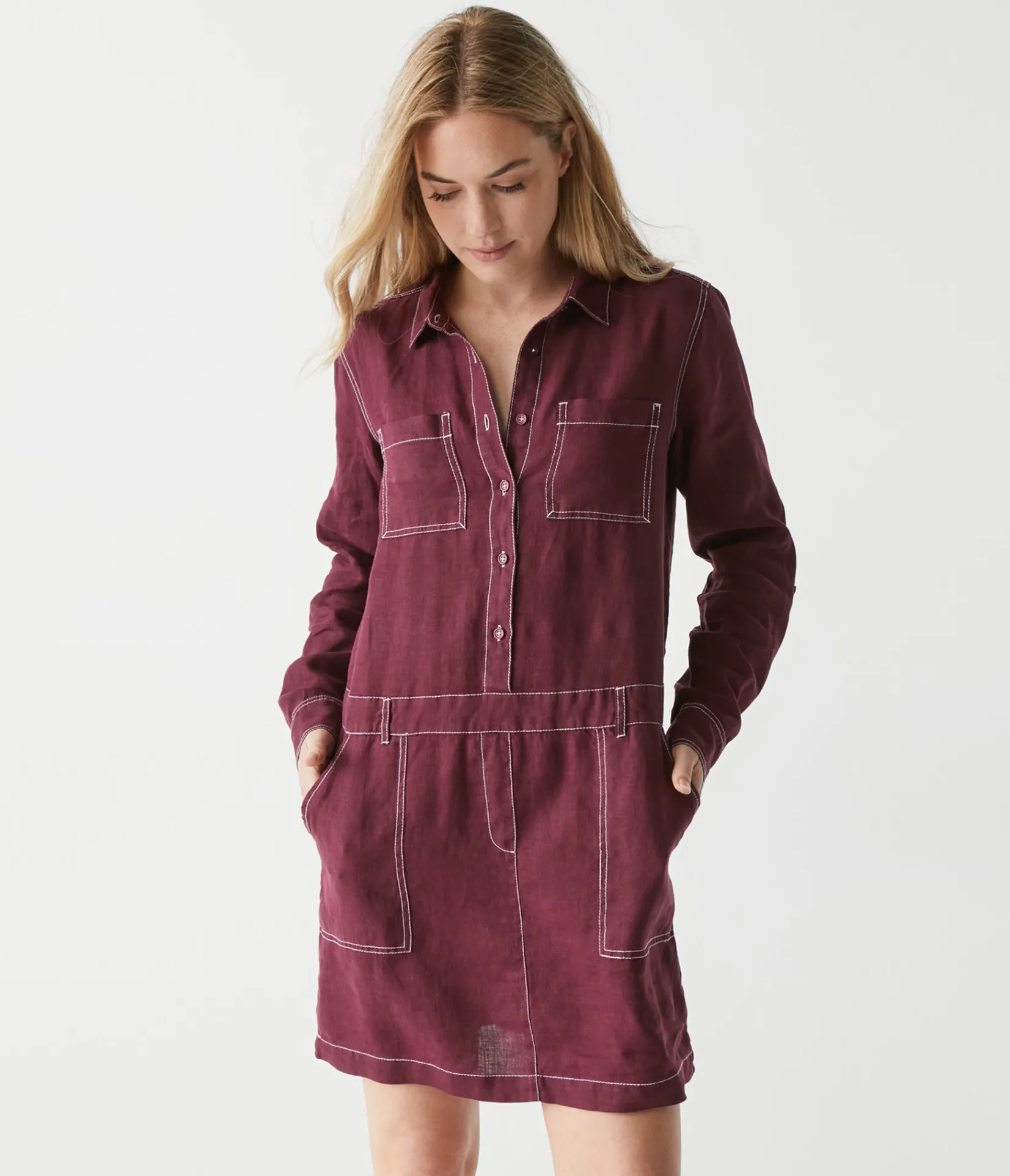 pilar_linen_shirt_dress_28.webp Michael Stars Pilar Linen Shirt Dress- Dresses | Mini Dresses
