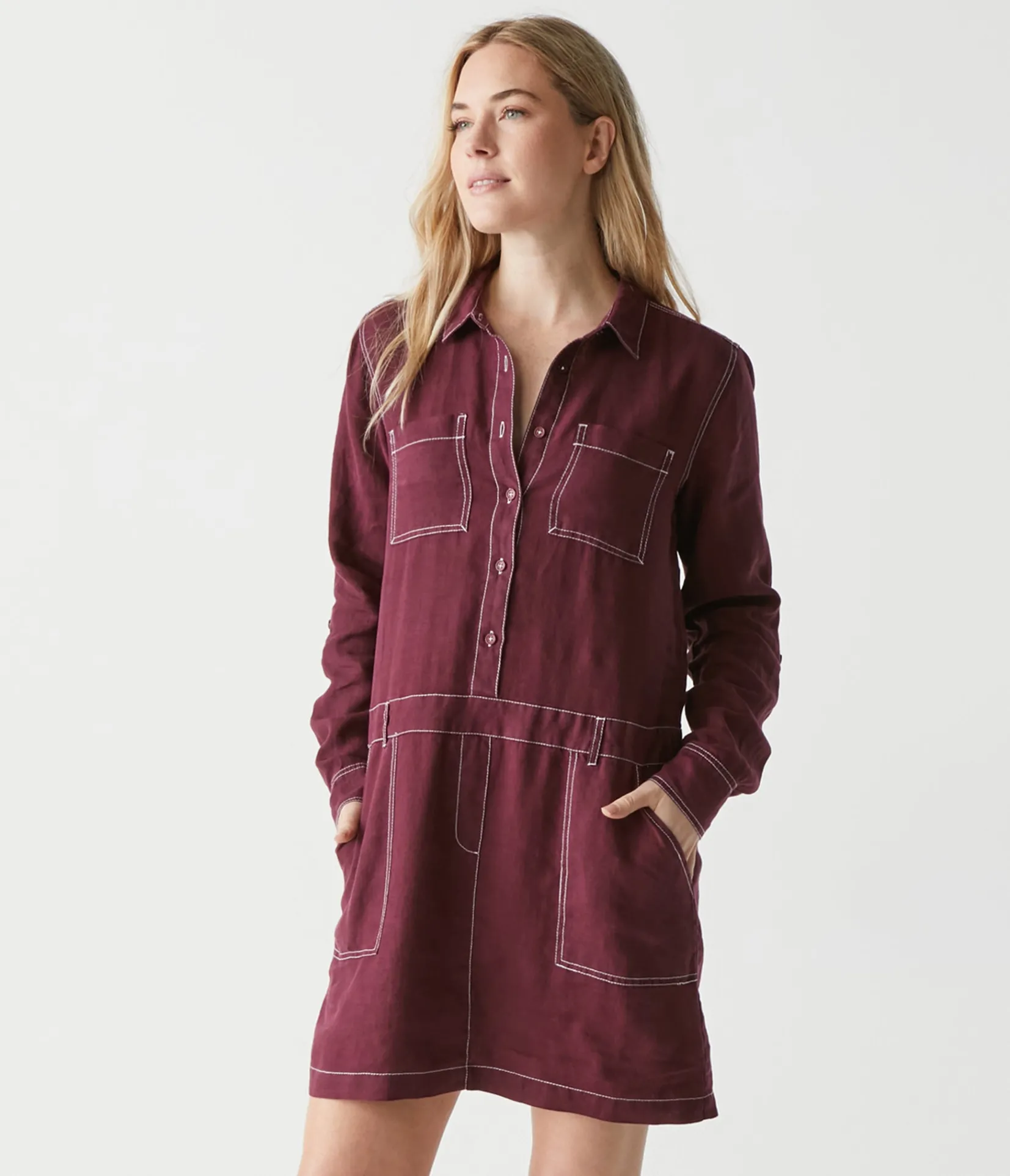 pilar_linen_shirt_dress_30.webp Michael Stars Pilar Linen Shirt Dress- Dresses | Mini Dresses