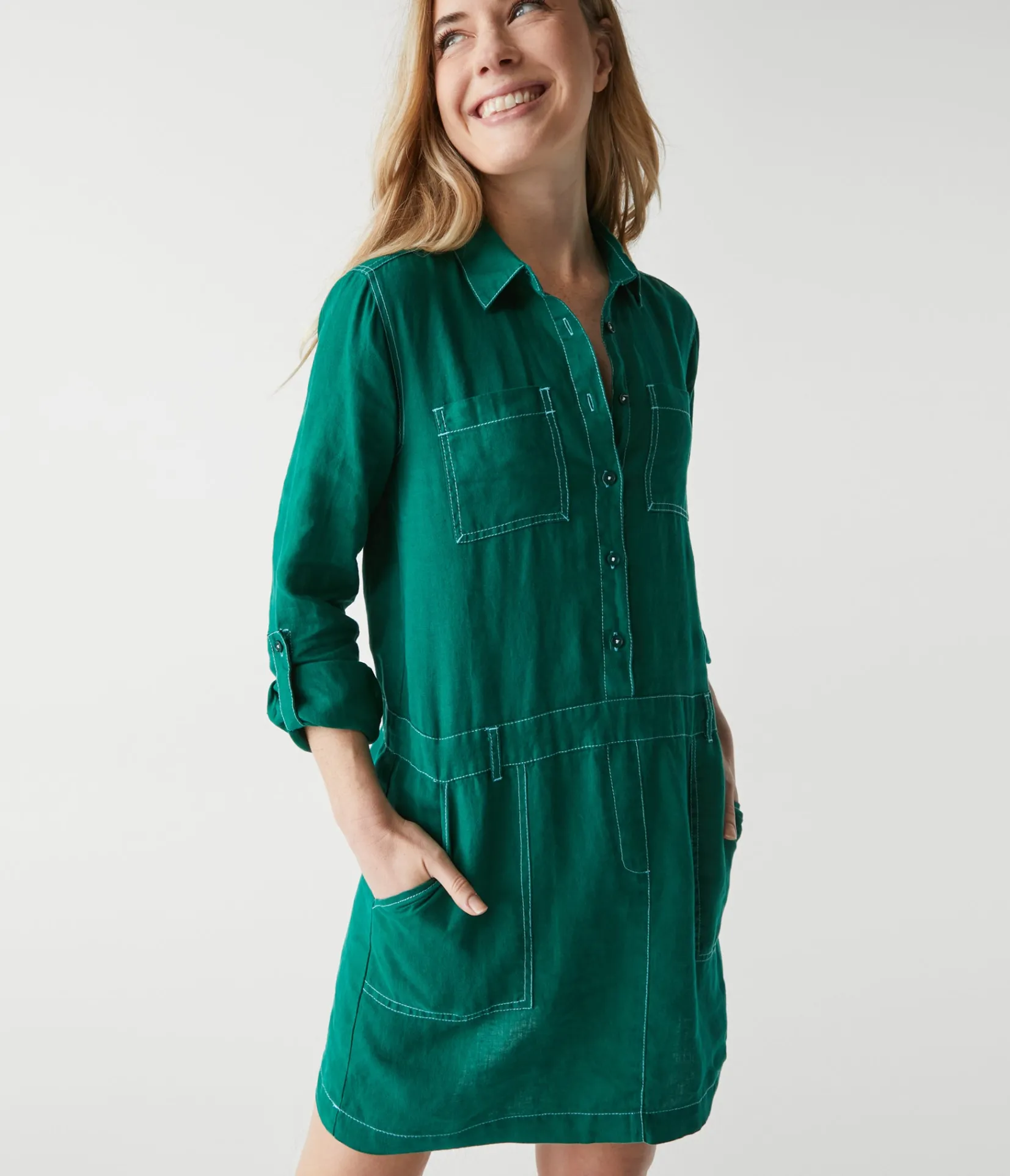 pilar_linen_shirt_dress_40.webp Michael Stars Pilar Linen Shirt Dress- Dresses | Mini Dresses