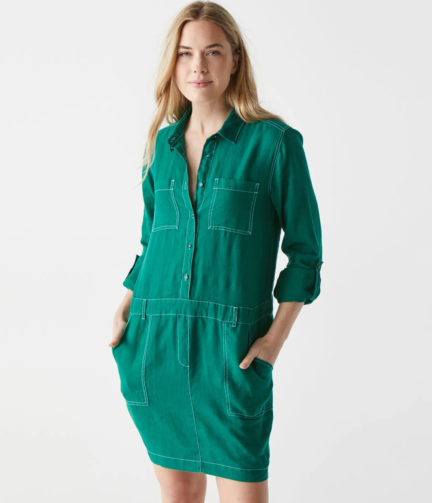 pilar_linen_shirt_dress_41.webp Michael Stars Pilar Linen Shirt Dress- Dresses | Mini Dresses