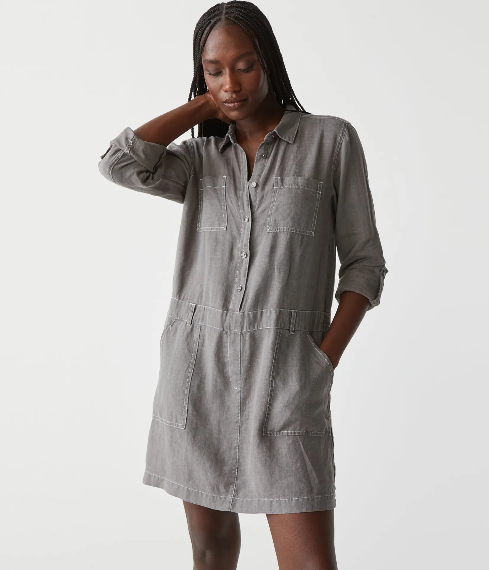 pilar_linen_shirt_dress_49.webp Michael Stars Pilar Linen Shirt Dress- Dresses | Mini Dresses