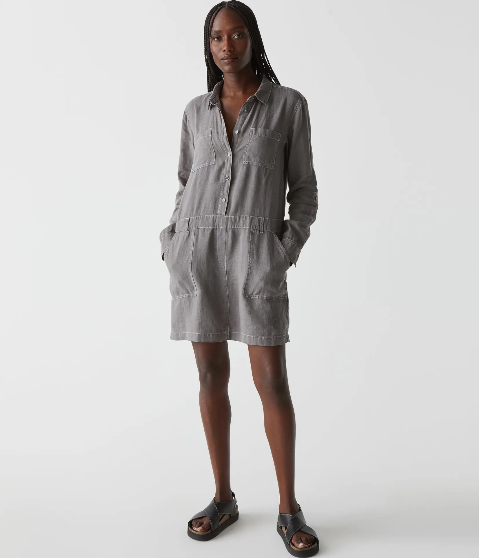 pilar_linen_shirt_dress_50.webp Michael Stars Pilar Linen Shirt Dress- Dresses | Mini Dresses