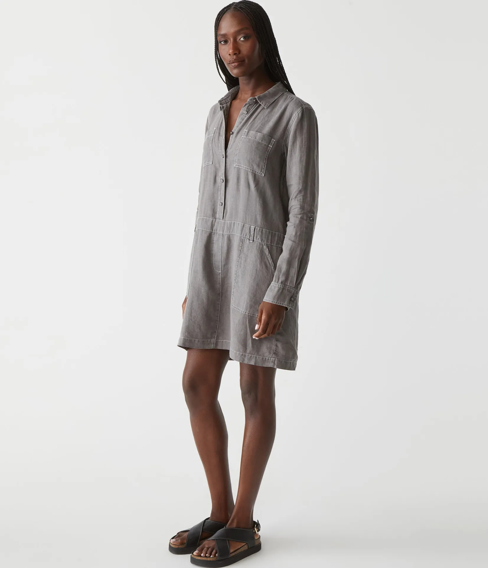 pilar_linen_shirt_dress_51.webp Michael Stars Pilar Linen Shirt Dress- Dresses | Mini Dresses