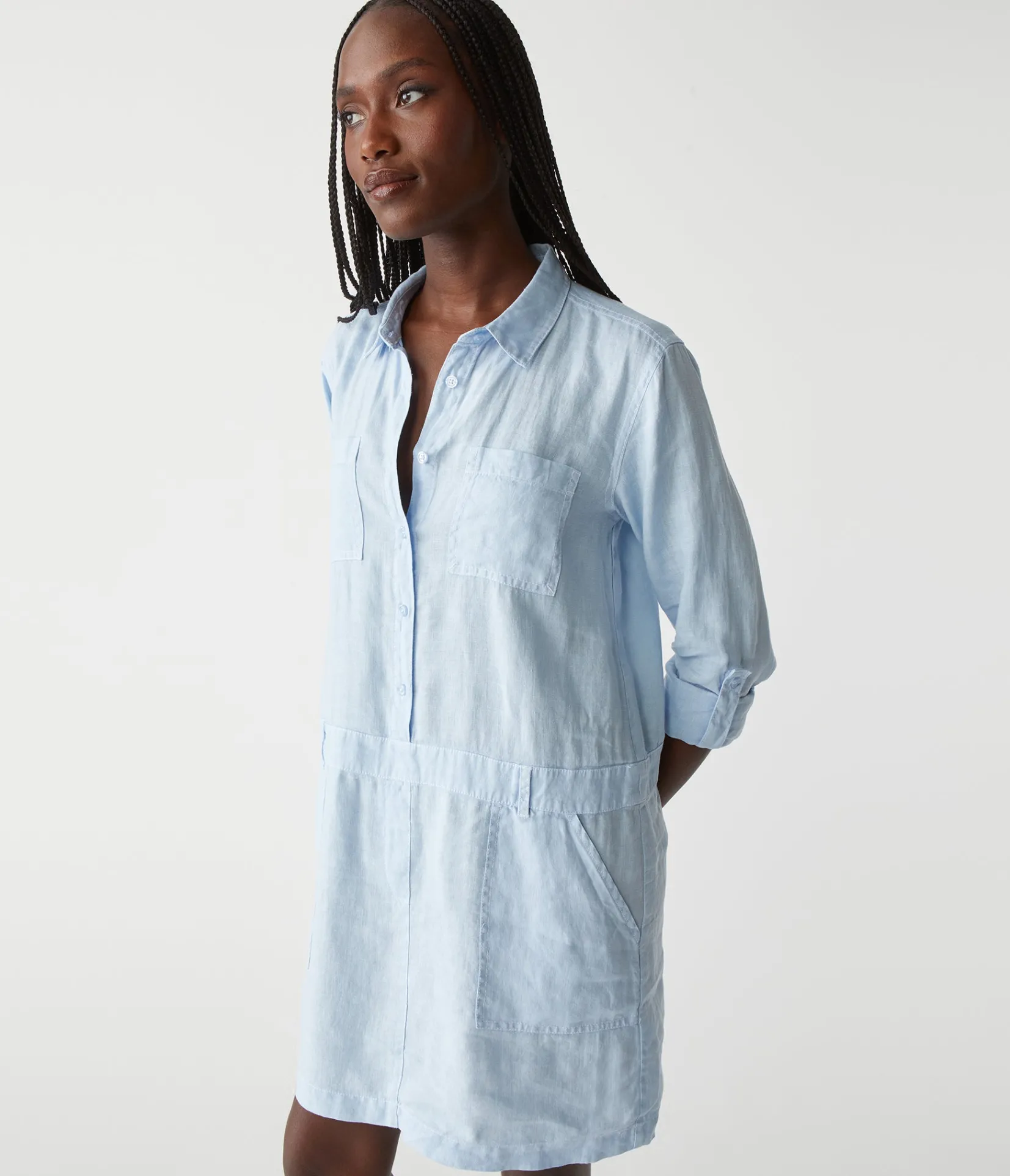 pilar_linen_shirt_dress_53.webp Michael Stars Pilar Linen Shirt Dress- Dresses | Mini Dresses