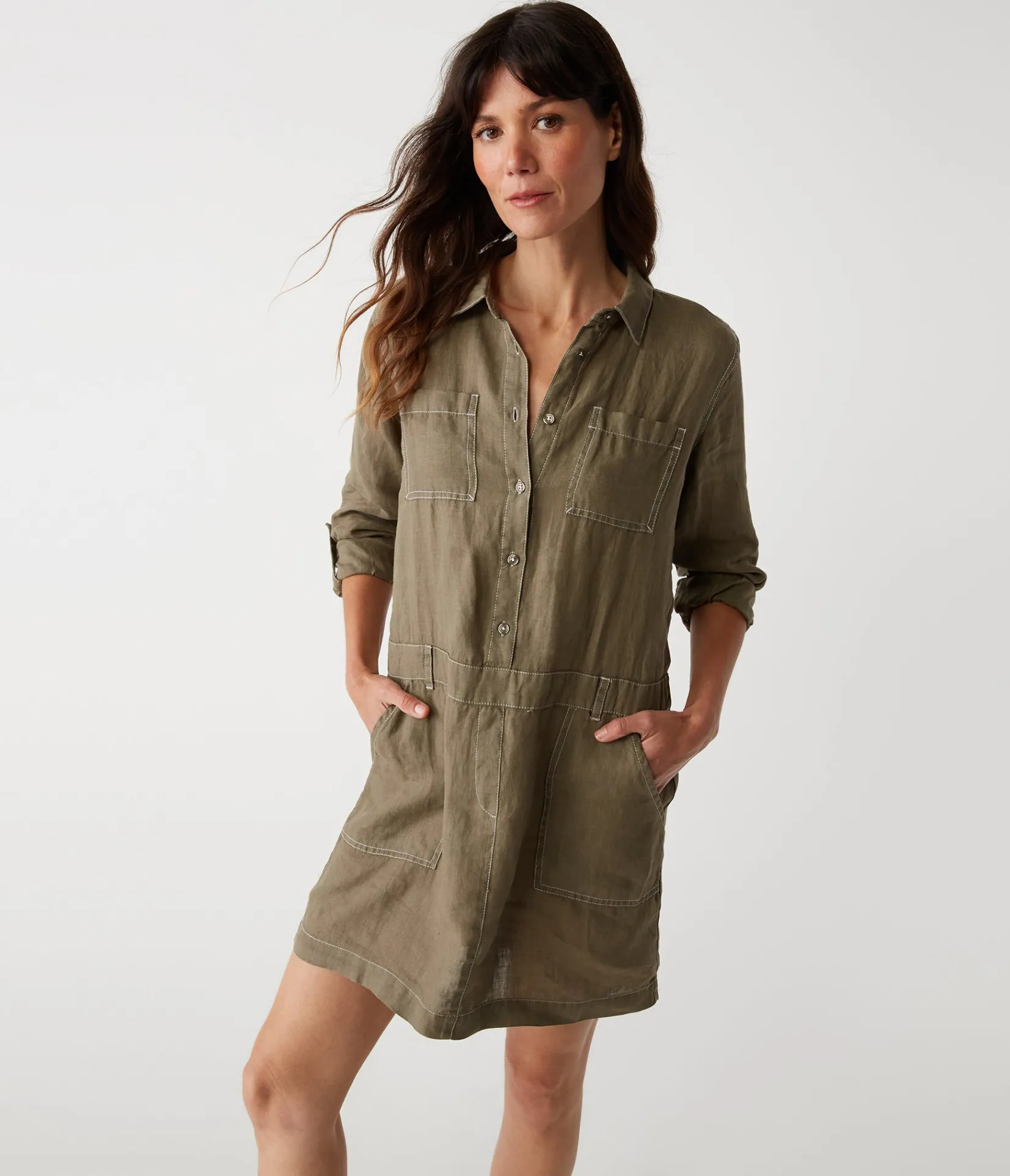 pilar_linen_shirt_dress_61.webp Michael Stars Pilar Linen Shirt Dress- Dresses | Mini Dresses