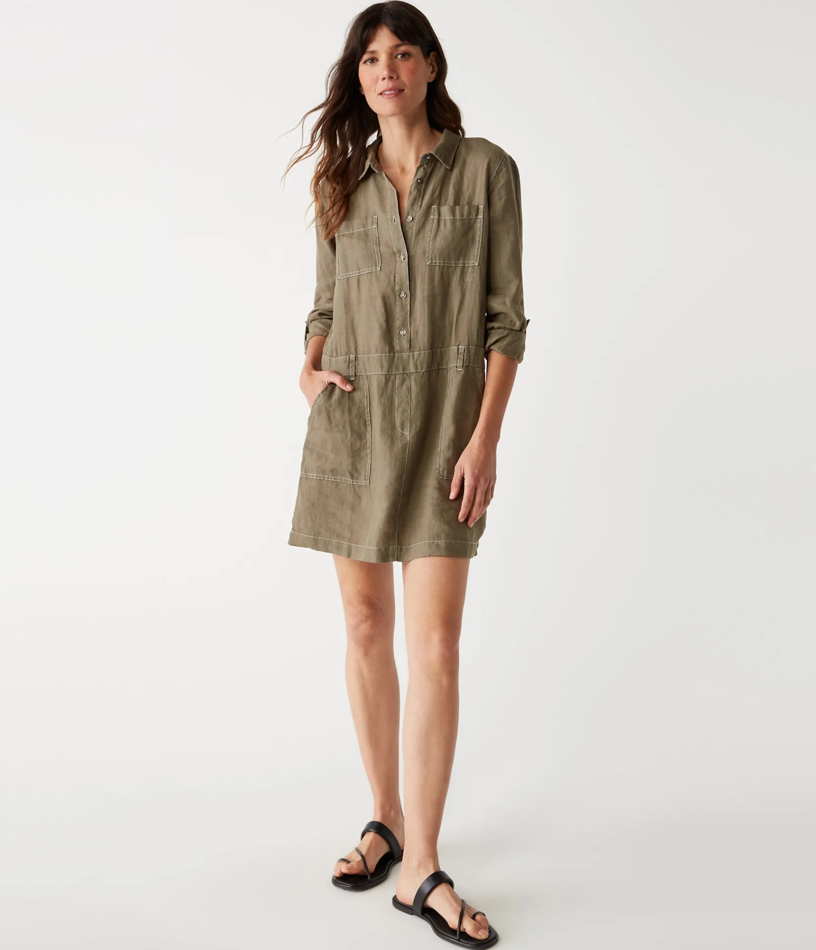 pilar_linen_shirt_dress_62.webp Michael Stars Pilar Linen Shirt Dress- Dresses | Mini Dresses