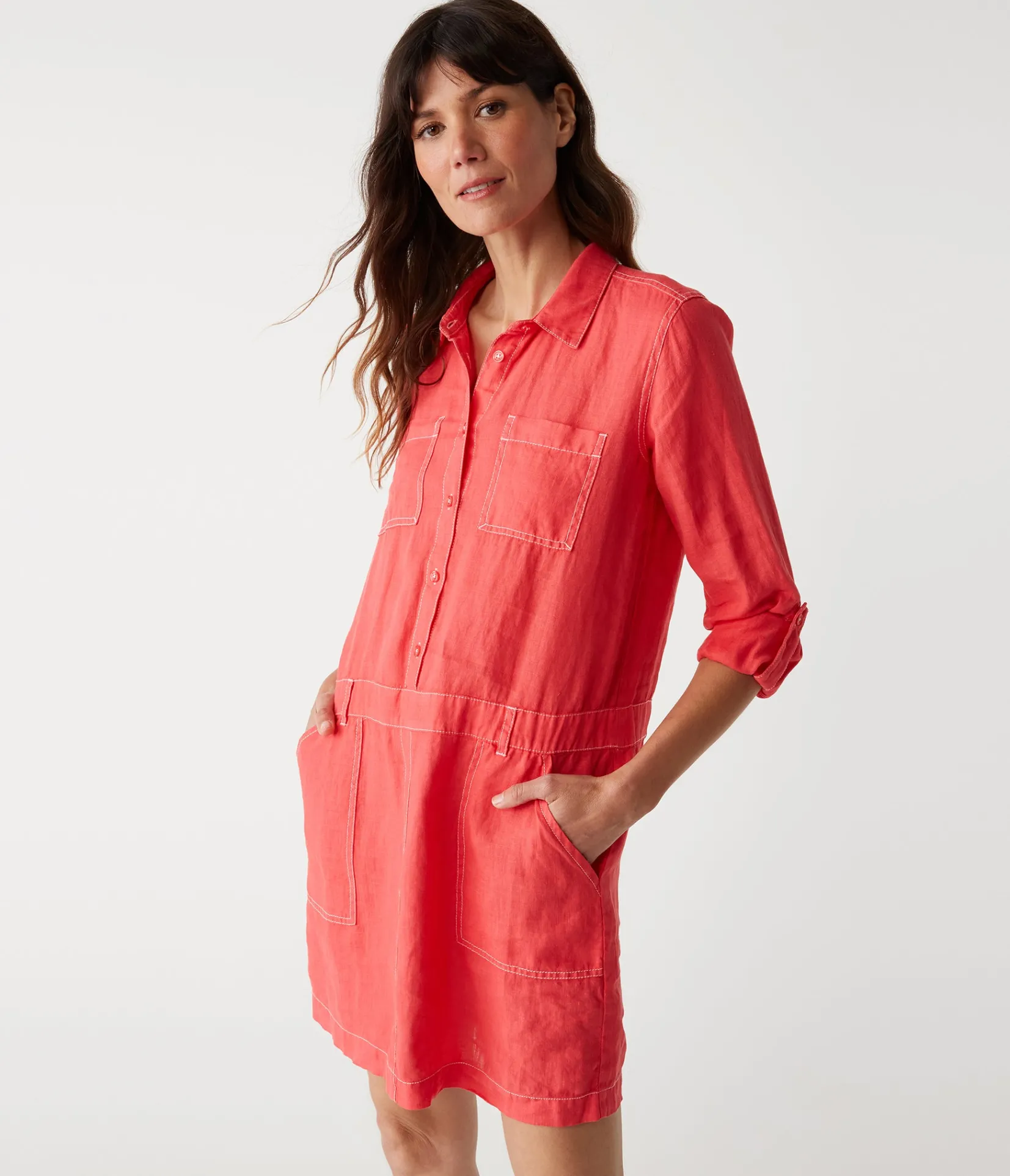 pilar_linen_shirt_dress_65.webp Michael Stars Pilar Linen Shirt Dress- Dresses | Mini Dresses