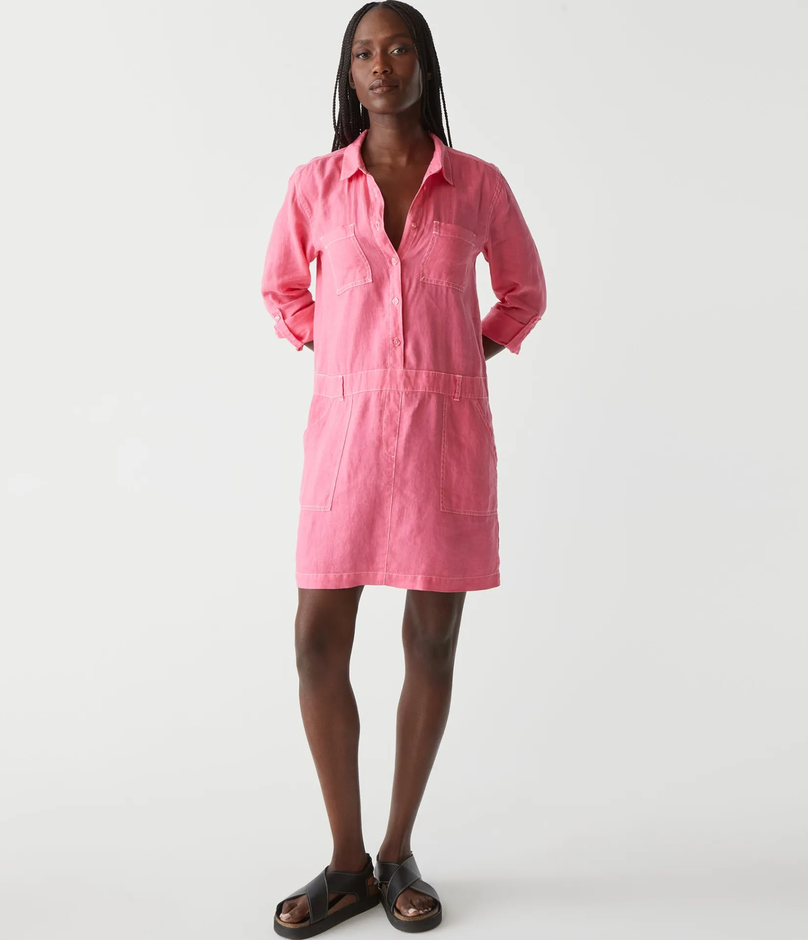 pilar_linen_shirt_dress_9.webp Michael Stars Pilar Linen Shirt Dress- Dresses | Mini Dresses
