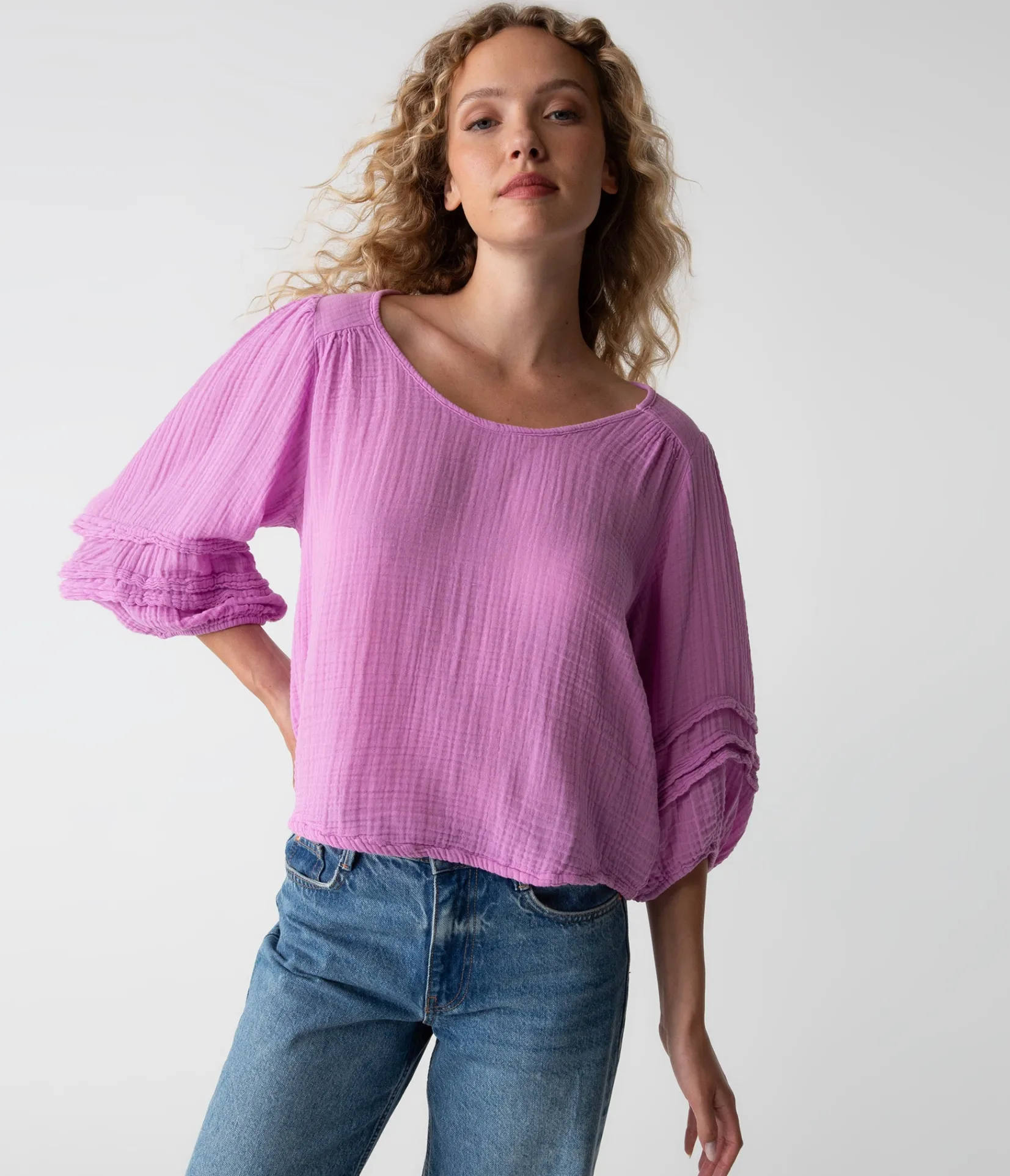 pruitt_balloon_sleeve_top_24.webp Michael Stars Pruitt Balloon Sleeve Top- Tops, Blouses & Shirts