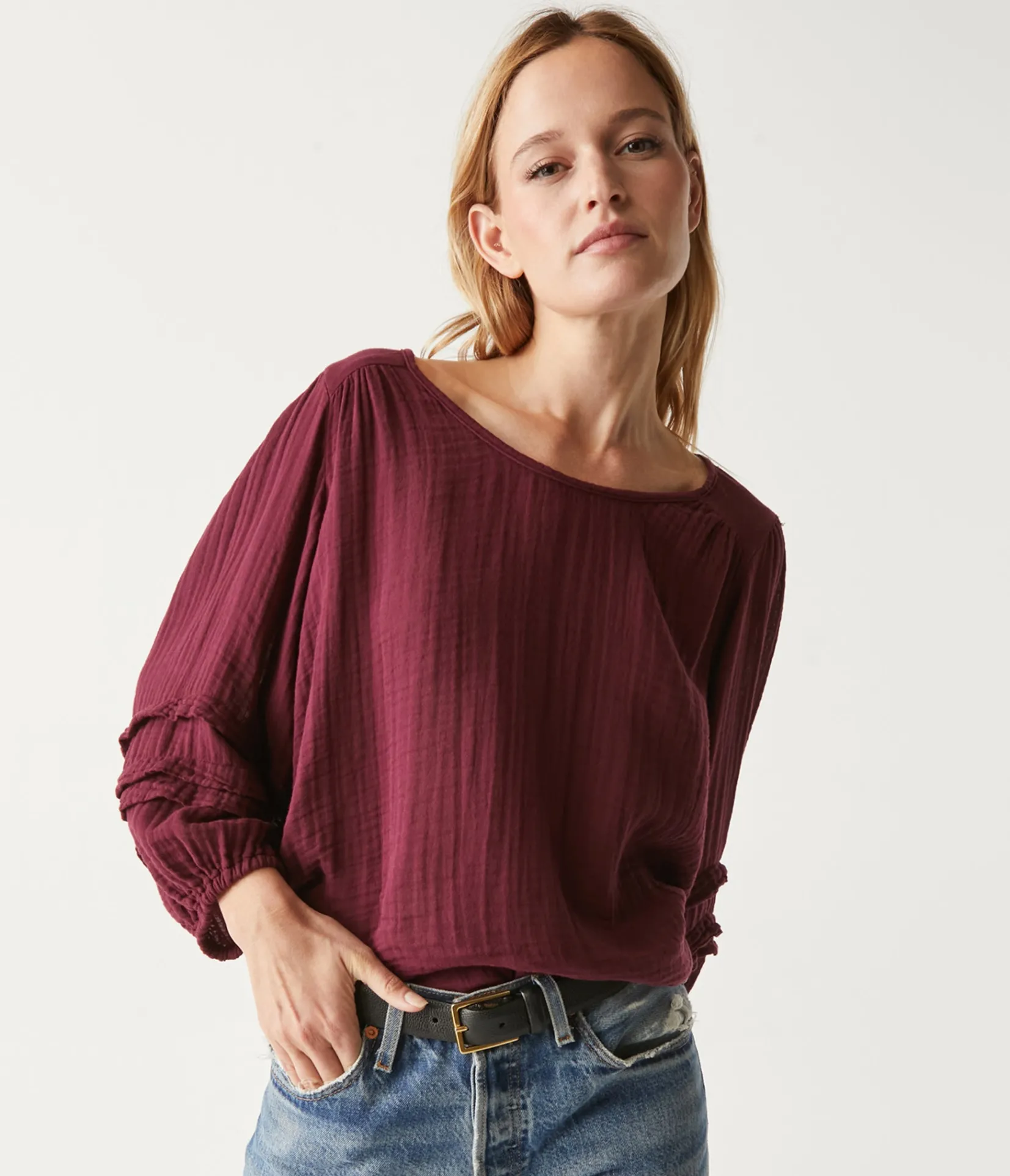 pruitt_balloon_sleeve_top_28.webp Michael Stars Pruitt Balloon Sleeve Top- Tops, Blouses & Shirts