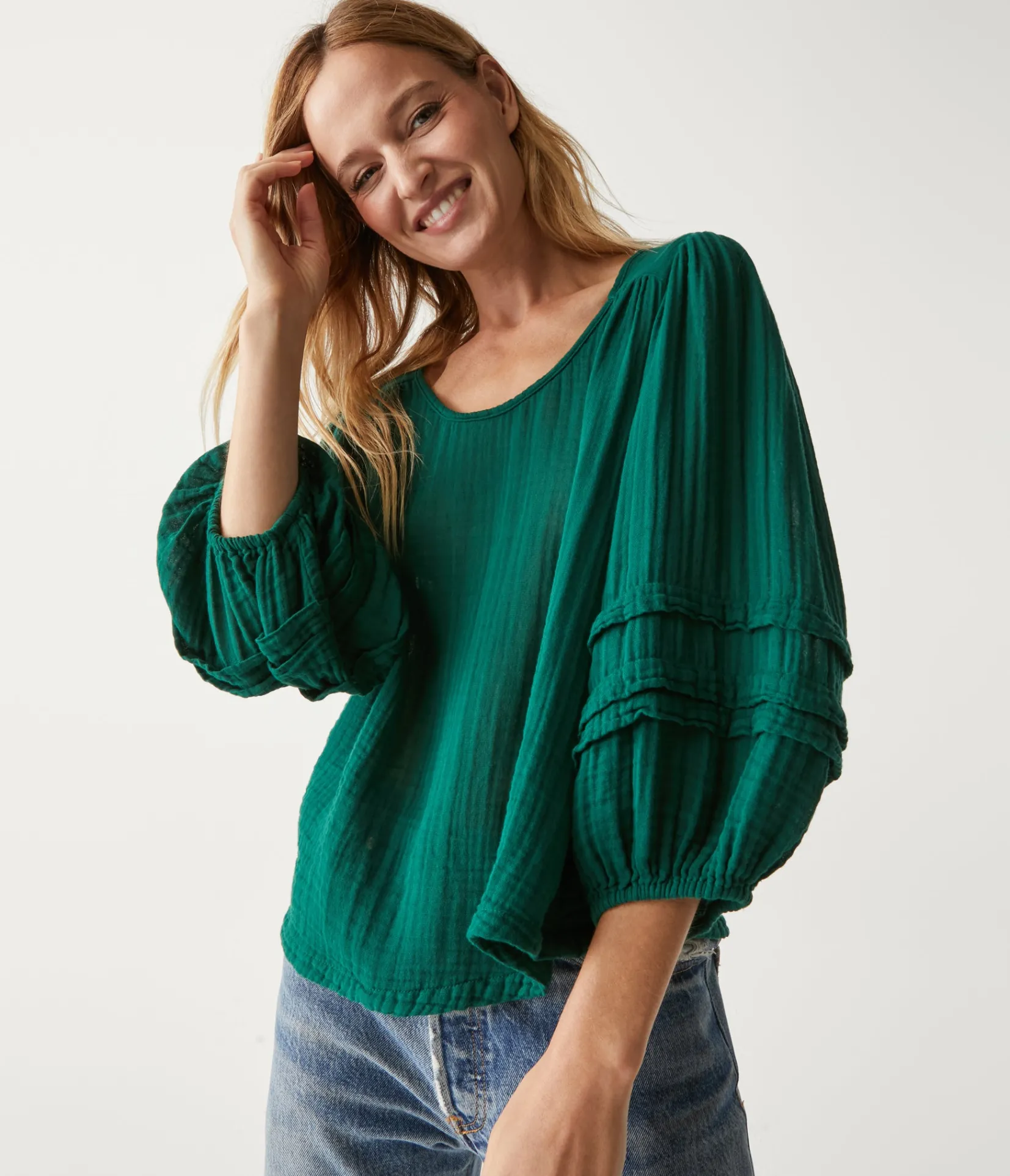 pruitt_balloon_sleeve_top_36.webp Michael Stars Pruitt Balloon Sleeve Top- Tops, Blouses & Shirts