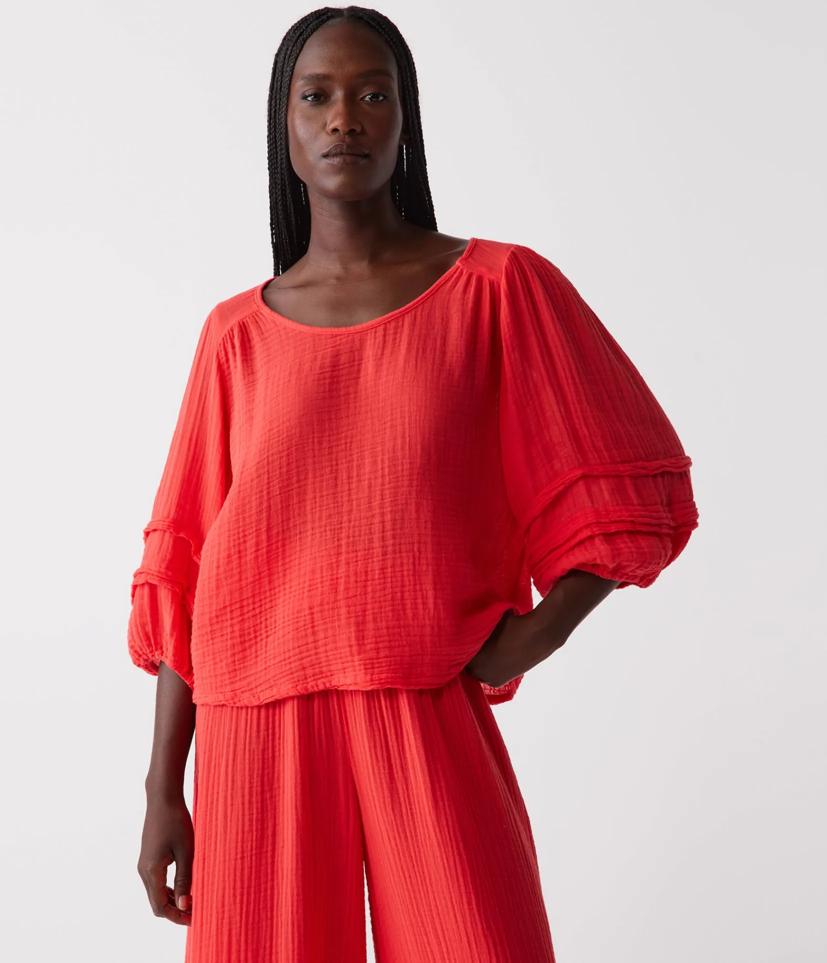 pruitt_balloon_sleeve_top_4.webp Michael Stars Pruitt Balloon Sleeve Top- Tops, Blouses & Shirts