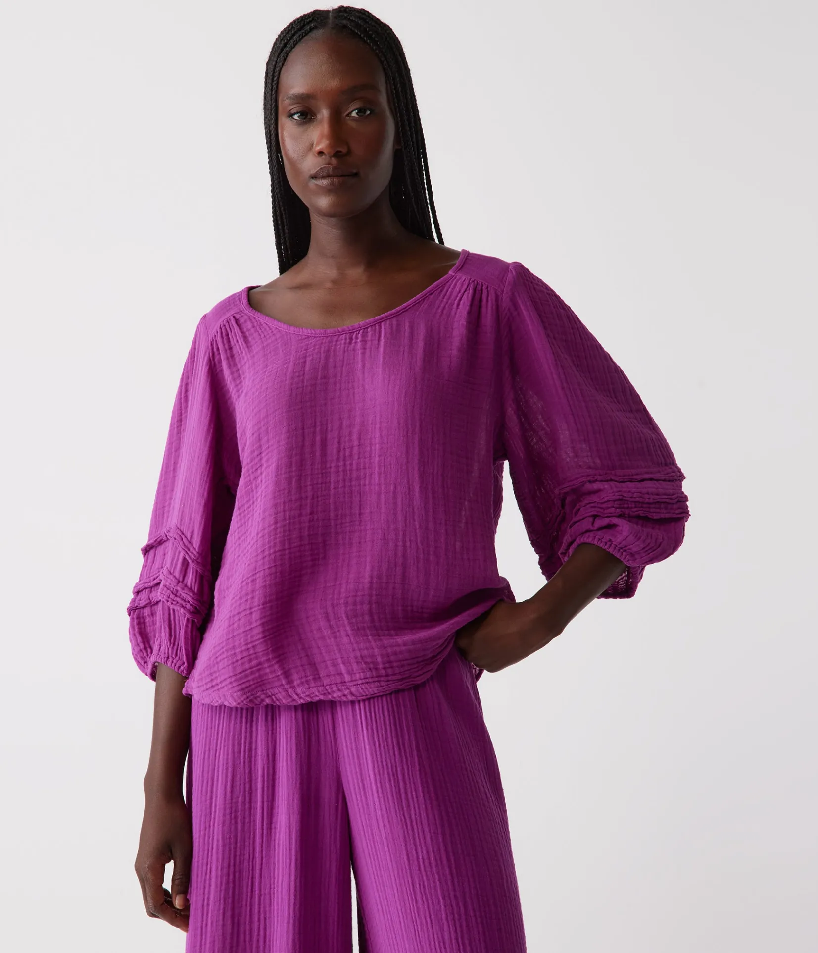 pruitt_balloon_sleeve_top_44.webp Michael Stars Pruitt Balloon Sleeve Top- Tops, Blouses & Shirts