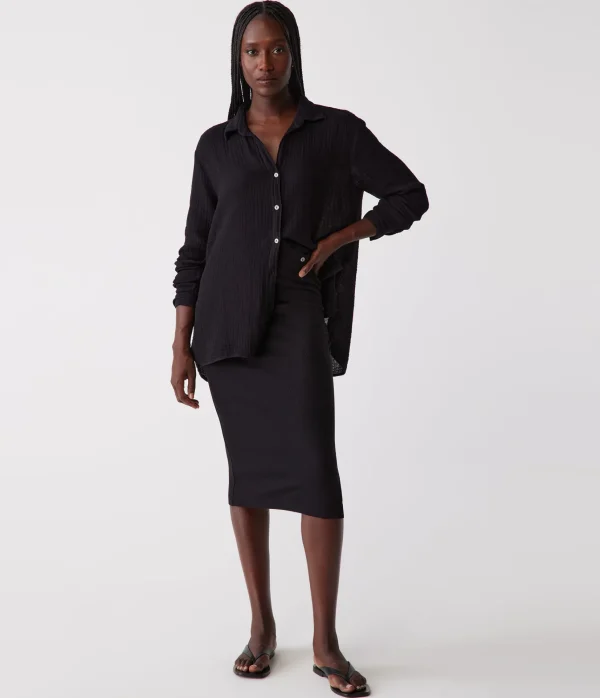 Michael Stars Rae Ribbed Skirt with Slit- Pants, Shorts & Skirts