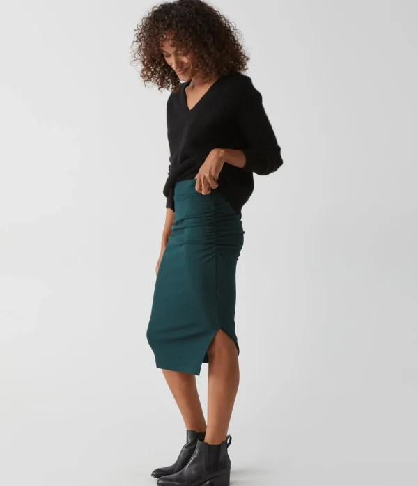 Michael Stars Rae Ribbed Skirt with Slit- Pants, Shorts & Skirts